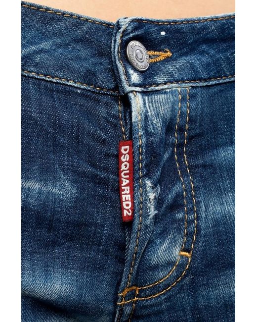 DSquared² Blue Ripped Detailing Cropped Jeans