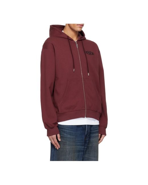 Casablanca Red Logo-Patch Zip Hoodie for men