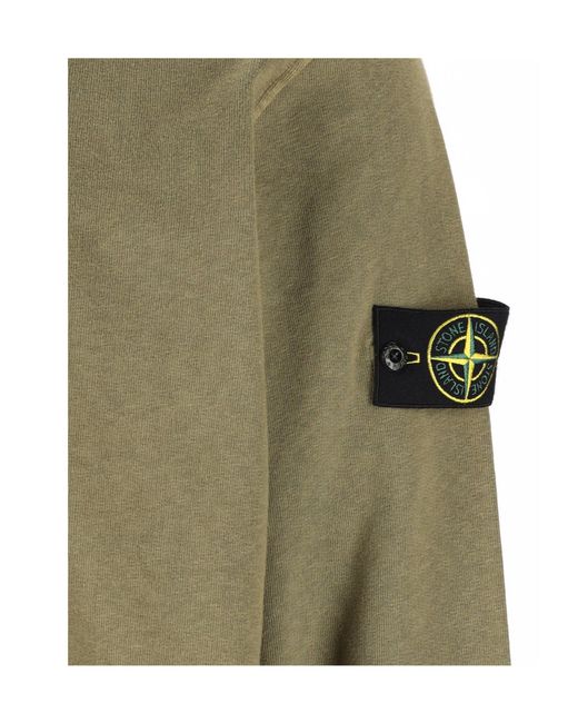 Stone Island Green Logo Patch Zipped Hoodie for men