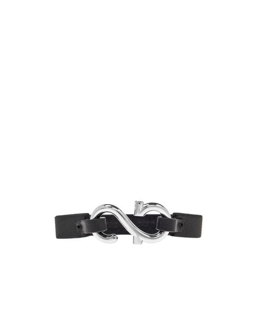 Ferragamo White Ferragamo Gancini Hook Bracelet for men