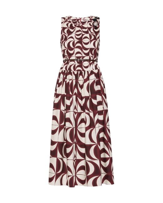 Max Mara Red Round Neck Sleeveless Dress