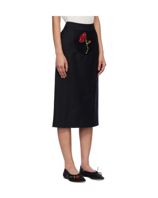 Simone Rocha Black Embellished Flower Peek-A-Boo Skirt