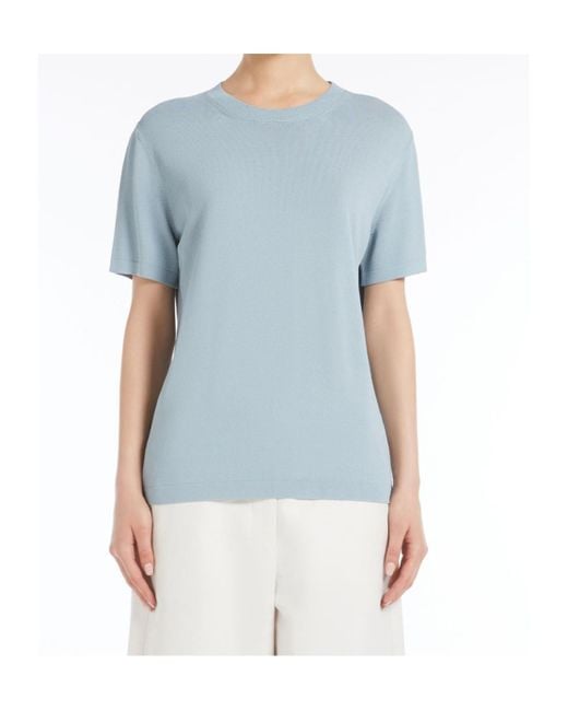 Max Mara Blue Short-Sleeved Pullover