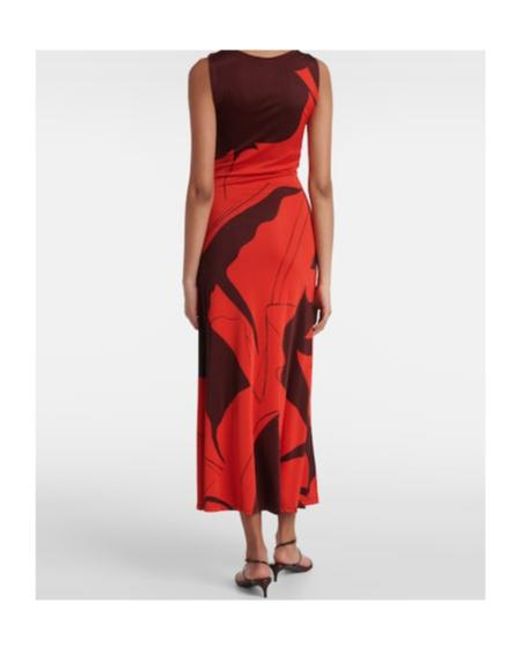 Johanna Ortiz Red Printed Jersey Maxi Dress