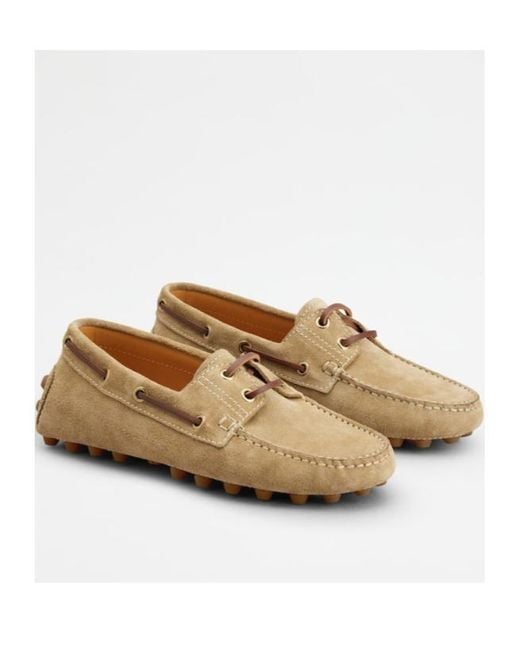 Tod's Brown Boat Gommino Bubble Flat Shoes