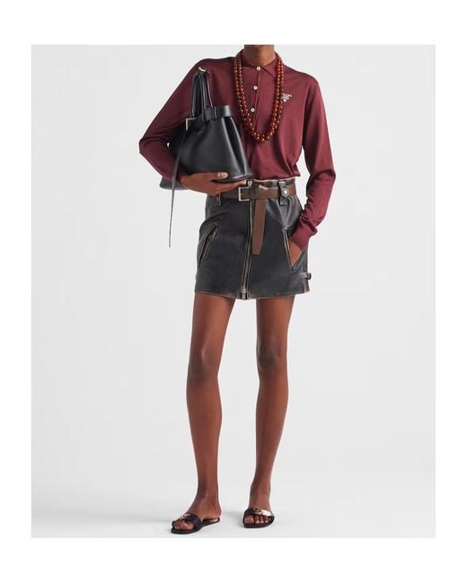 Prada Black Leather Miniskirt