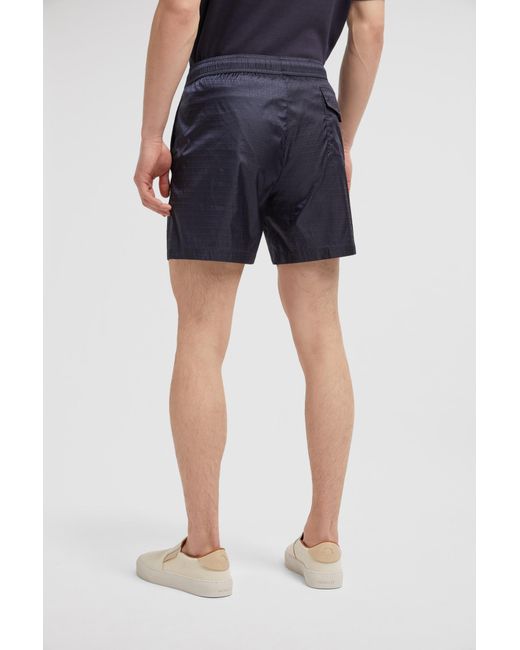Moncler Blue Monogram Jacquard Swim Shorts for men