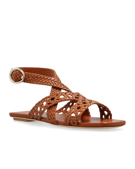 Stuart Weitzman Brown Knitted Flat Sandals