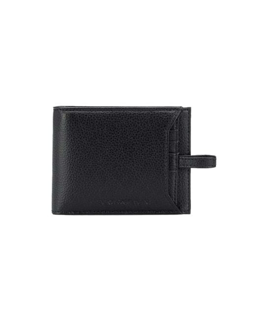 Emporio Armani Black Textured Leather Wallet Card Holder for men
