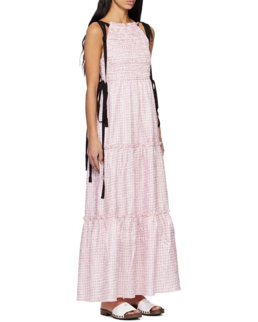 Ganni Pink Dress With A Check Pattern