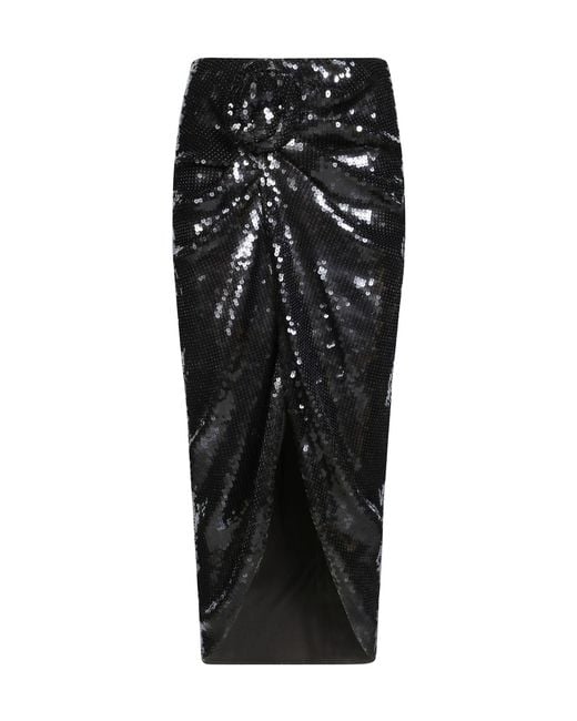 ROTATE BIRGER CHRISTENSEN Black Pleated Sequin Skirt