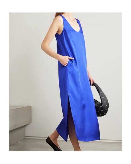 Loulou de Saison Blue Scoop-Neck Side-Vent Maxi Dress
