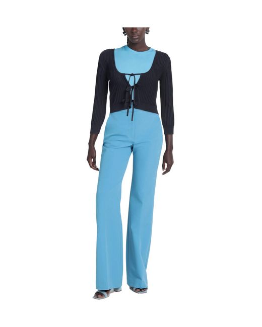 Ganni Blue Lightweight Knit Top