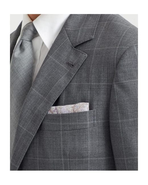 Brunello Cucinelli Gray Double Face Pocket Square for men