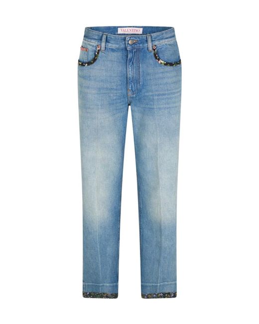 Valentino Blue Denim Trousers With Belt Loops
