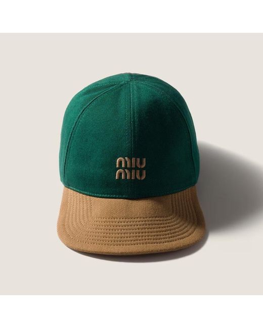 Miu Miu Green Logo-Embroidered Two-Toned Baseball Cap