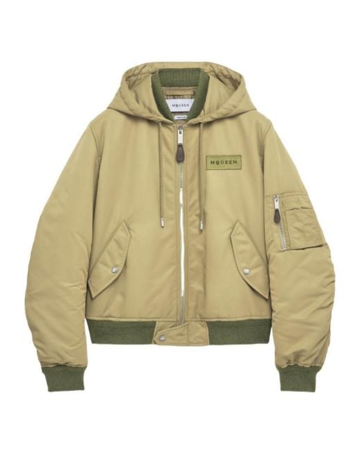 McQueen Green Logo Appliqué Bomber Jacket for men