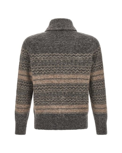 Brunello Cucinelli Gray 'Nordic Jacquard' Cardigan for men