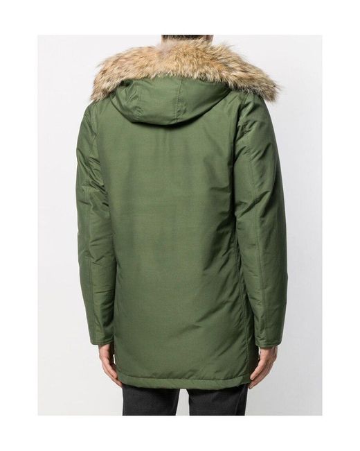 Woolrich Green Hooded Down Jacket for men