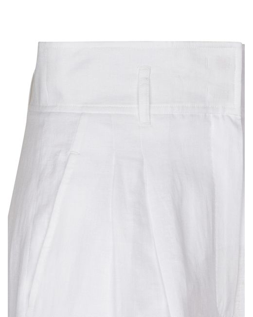 Max Mara White Studio Materia Belted Wide-Leg Pants
