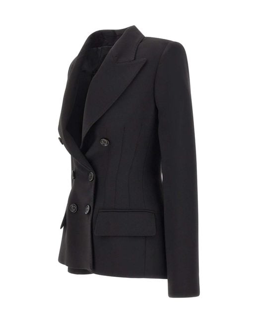 Elisabetta Franchi Black Fitted Double-Breasted Blazer