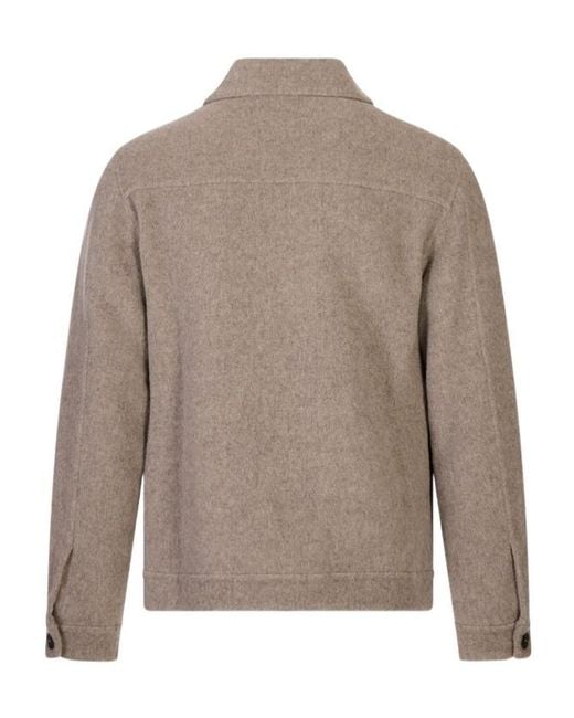Fedeli Brown Shirt-Style Zip-Up Jacket for men