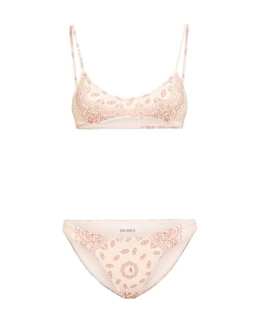 The Attico Pink Bandana Print Bralette Bikini