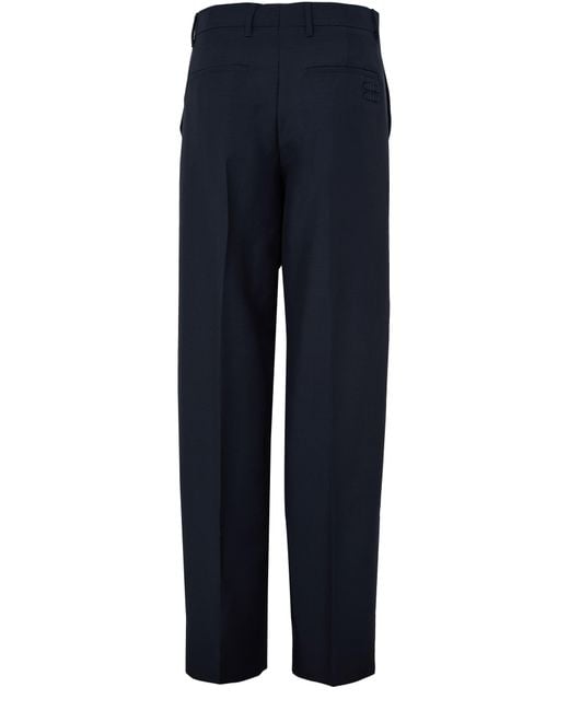 Miu Miu Blue Straight Wool Trousers