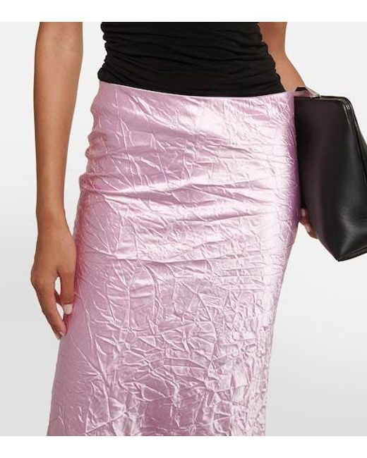 The Attico Purple Crinkled Satin Slip Skirt