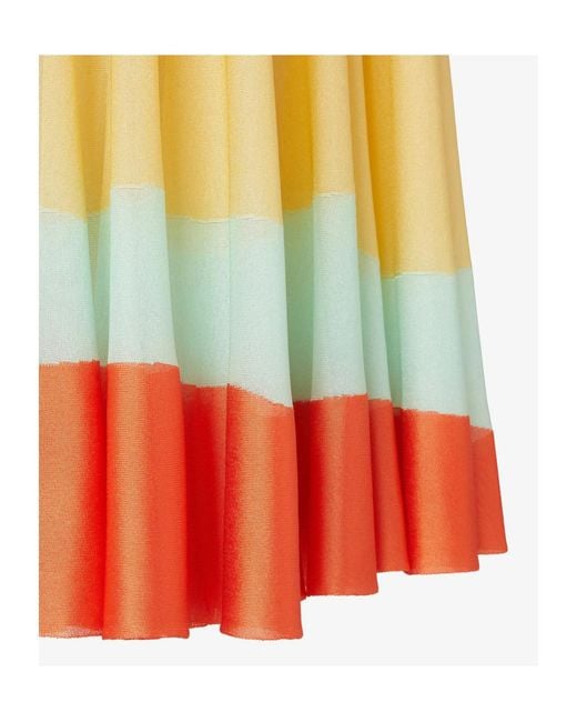 Fendi White Tiered Striped Long Dress