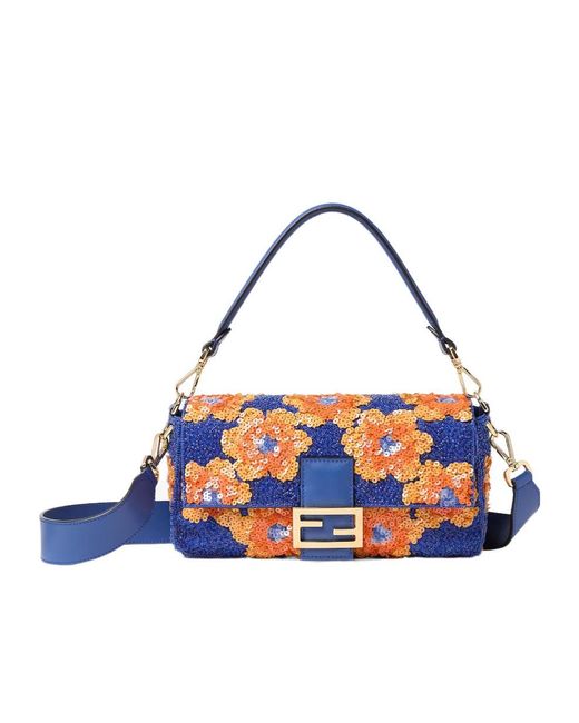 Fendi Blue Baguette Medium Shoulder Bag