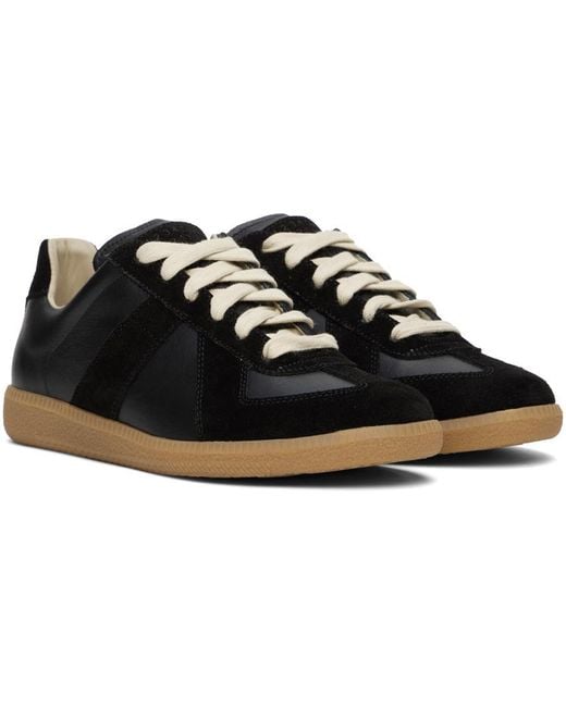 Maison Margiela Black Replica Lace-Up Sneakers