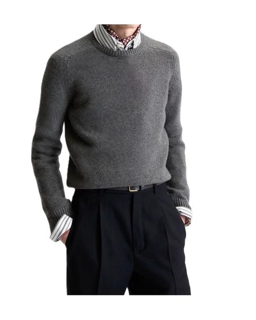 Saint Laurent Gray Long-Sleeved Sweater for men