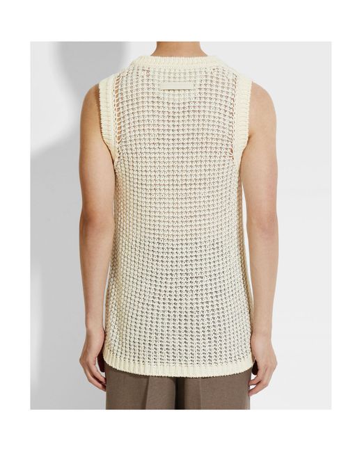 Zegna White Open-Knit Vest for men