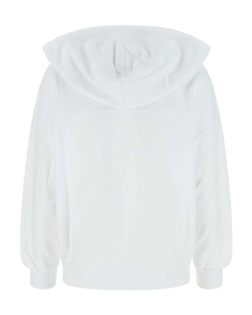 McQueen White Logo-Print Drawstring Hoodie