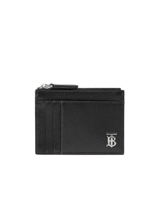 Burberry Black Logo-Plaque Leather Card Holder for men