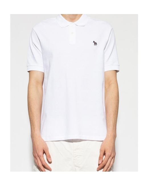 Paul Smith White Ps Paul Smith Zebra-Patch Polo Shirt for men