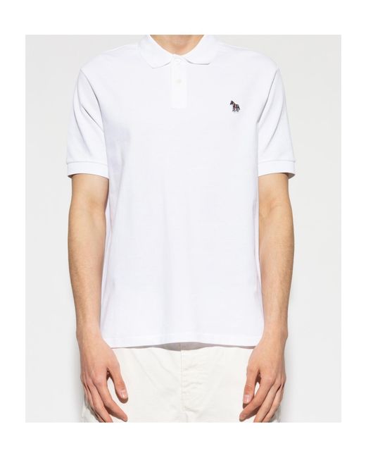 Paul Smith White Ps Paul Smith Zebra-Patch Short Sleeved Polo Shirt for men