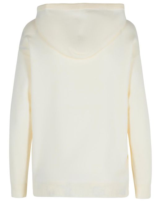 Max Mara White Taddeo Drawstring Knitted Hoodie