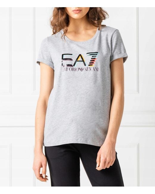 EA7 Gray Logo Printed T-Shirt