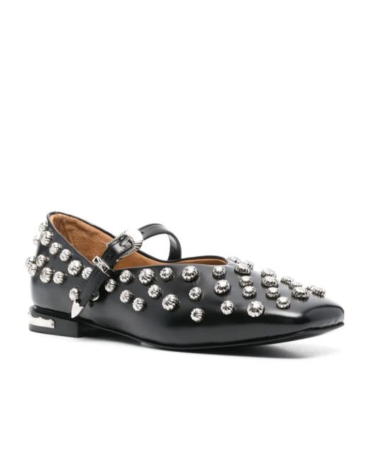 Toga Black Rivet Ballet Flats