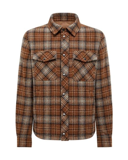 Moncler Brown Checked Shirt Jacket for men