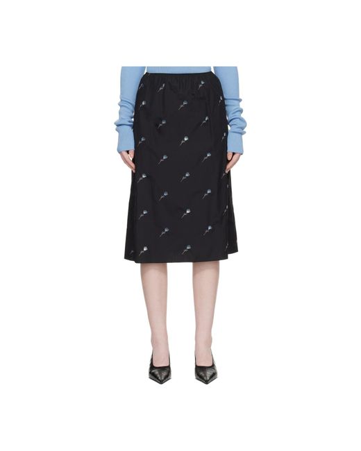 Rier Blue Floral Patterned Midi Skirt