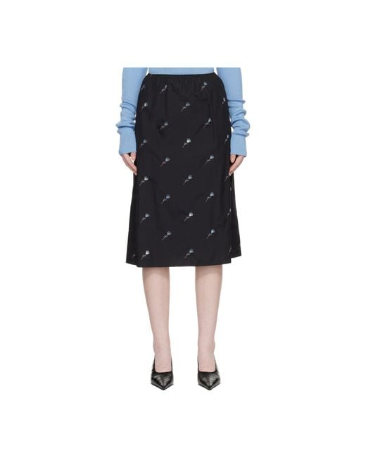 Rier Blue Floral Patterned Midi Skirt