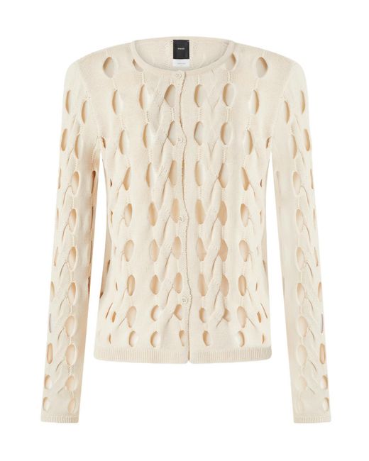 Pinko Natural Crewneck Open Knitted Cardigan