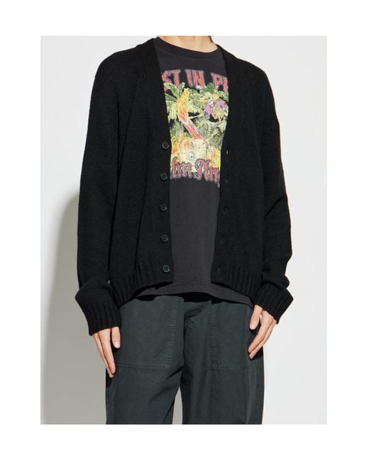 Palm Angels Black V-Neck Cardigan for men