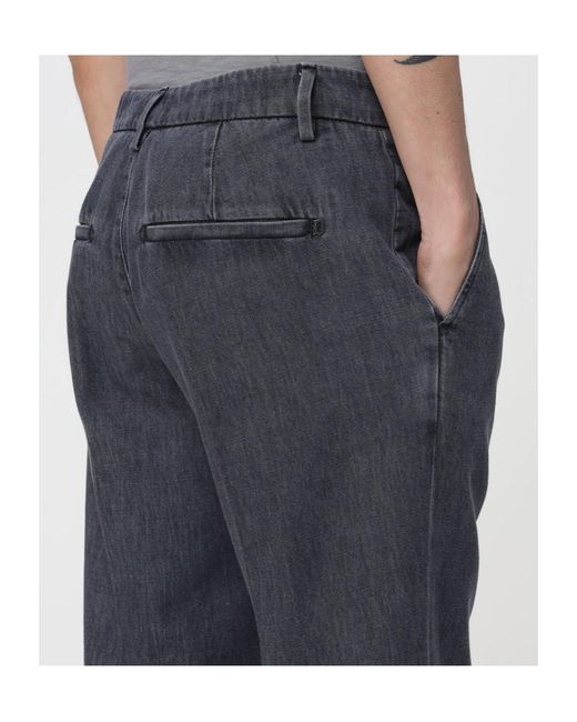 Dondup Blue Front-Pleat Trousers for men