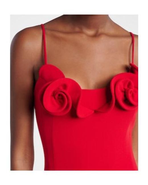Magda Butrym Red Floral-Appliqué Wool-Blend Midi Dress