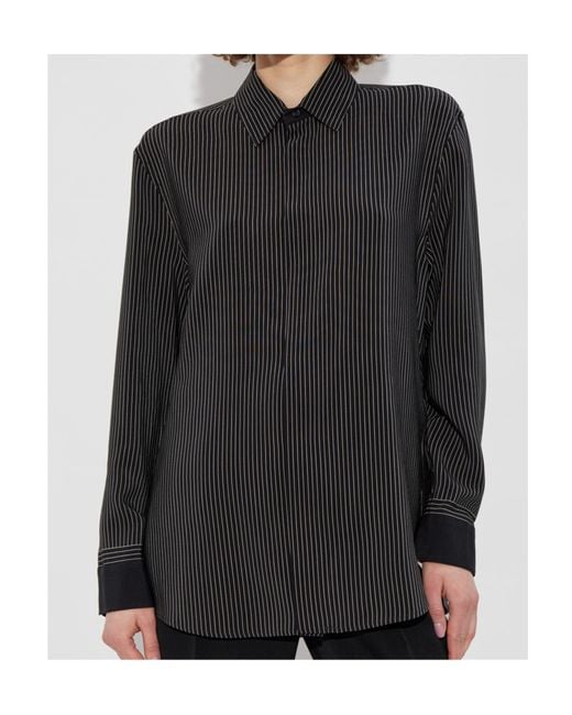 Saint Laurent Black Striped Button-Up Shirt