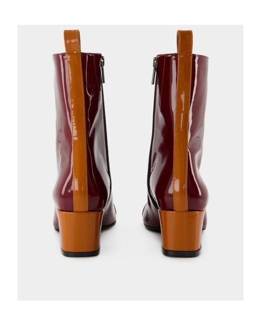 CAREL PARIS Red Carel Audrey Zip-Up Ankle Boots